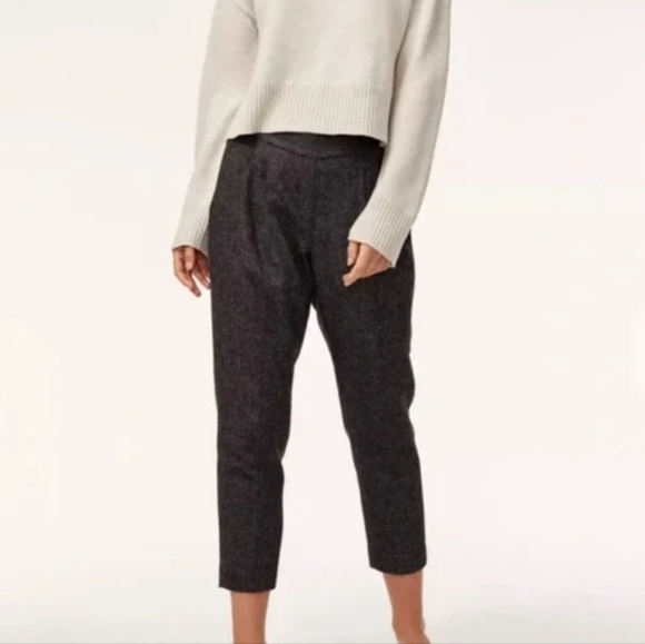 Babaton Aritzia Conan Cropped Pants Grey Black Plaid Check Print Size 0 - Picture 1 of 7